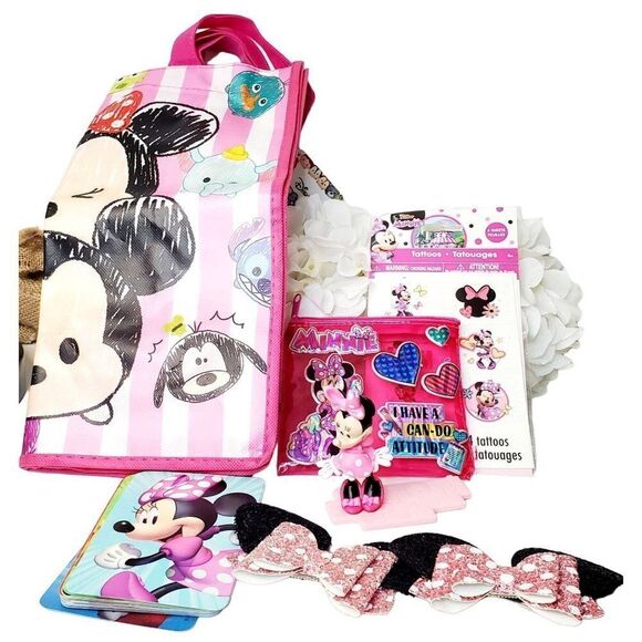 New Disney Junior Minnie Mouse Pack:  tote bag a mini bag, 2 hair clips and more - Picture 2 of 16
